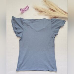 Wilde Blue Short Sleeve Polyester/Spandex Top‎ Size Large